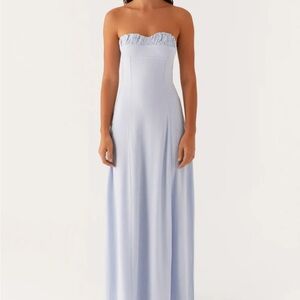 Peppermayo Tayla Linen Maxi Dress - Light Blue